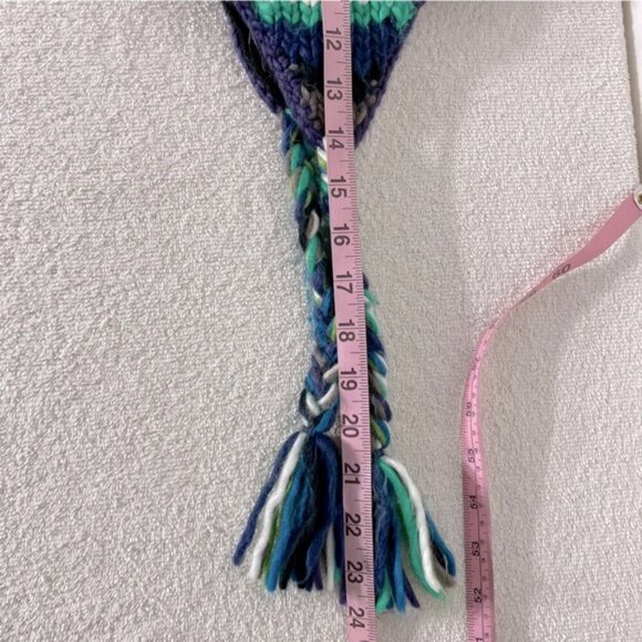 5/$25 Unisex Blue Green Grey Knit Fleece Lined Winter Hat With Ear Flaps - Picture 15 of 16